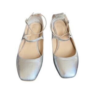 Peche Nico Heels Silver Size US 7.5 /8 Mary Jane‎ Style Strap Small Heel